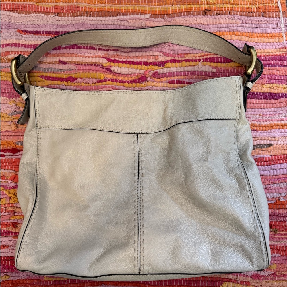 Antonio Melani Cream Genuine Leather Shoulder Bag